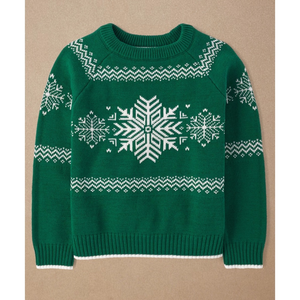 Gymboree Green and White Snowflake Sweater